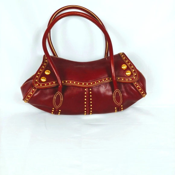 Maxx New York Handbags - Max Studio Shoulder Bag Leather 11X8  Brass Studs